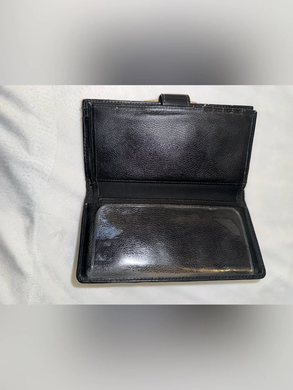 Fossil Black Leather Organizer Clutch Wallet Buckle ID Card Holder